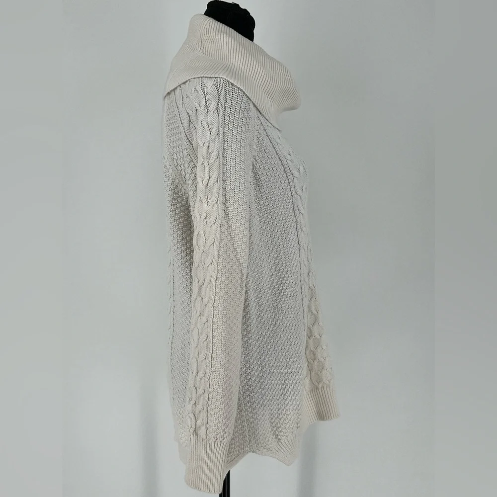 MICHAEL KORS IVORY CABLE KNIT COWL NECK‎ SWEATER